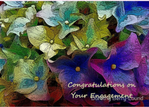 A greeting card showing different colour flowers with the words Congratulations On Your Engagement
