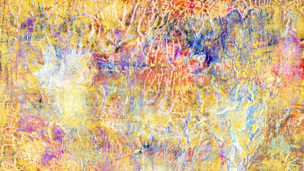 A bright, sparkling, golden abstract painting